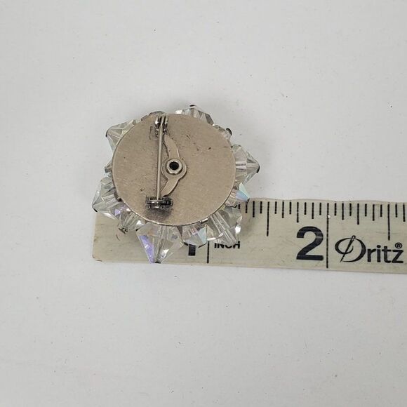 Vintage Aurora Borealis Clear AB Glass Beaded Cluster Silver Tone Brooch Pin‎ - Picture 6 of 9